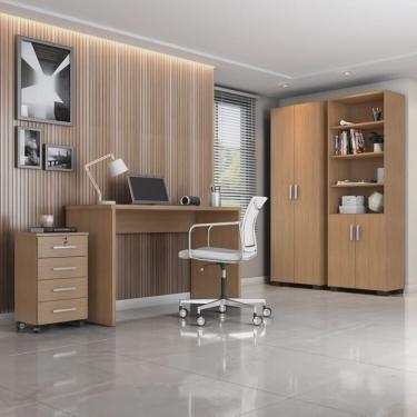 Imagem de Conjunto para Escritório 4 Peças com Escrivaninha Gávea 1 Gaveteiro e 2 Armários Espresso