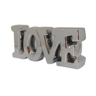 Imagem de Palavra Decorativa De Cerâmica Love Prateada Lyor R.4535