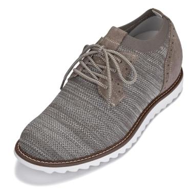 Imagem de CALTO Tênis masculino invisível para aumento de altura - marrom camelo leve com cadarço casual Derby - 8 cm mais alto - J1506 - Tamanho 12 (M) EUA