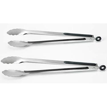 Imagem de Cutlery-Pro Conjunto de pinças de cozinha com trava Gourmet Chef, qualidade profissional, aço inoxidável 18/8 com alças de silicone, 30 e 40 cm, 2 peças, preto