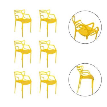 Imagem de Kit 6 Cadeiras Allegra Monobloco Polipropileno Suporta 140kg - Simple 