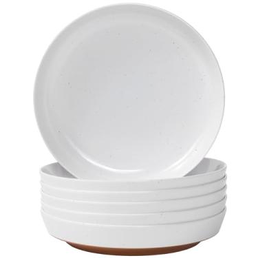 Imagem de Webbylee Conjunto de pratos profundos de melamina de 21 cm de 170 a 800 ml, tigelas de servir para cereais, frutas, sopa, fundo o suficiente para cozinha e jantar, branco/marrom