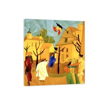 Imagem de Arte de parede de pinturas famosas para sala de estar - Reprodução de imagem clássica - impressão em tela - pôster amarelo pronto para pendurar tela embrulhada 20x25 cm 8x10in