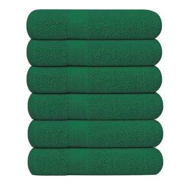 Imagem de KAHAF COLLECTION Pacote com 6 toalhas de banho 68 x 137 cm, 100% algodão, maior e mais leve, mais rápido de secar, super macio e absorvente, perfeito para banheiro (verde escuro, pacote com 6 (78 x