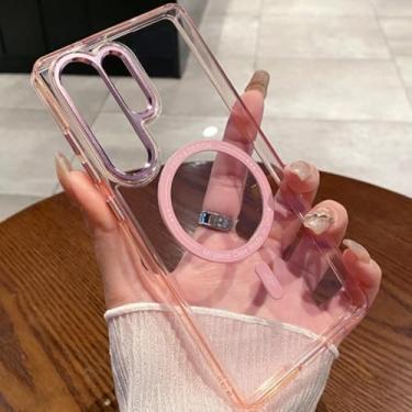 Imagem de MVVKKY Para Samsung Galaxy A35 Transparente Magnético À Prova de Choque Telefone Capa de Proteção de Silicone Macio (Para Samsung Galaxy A35 / Rosa)