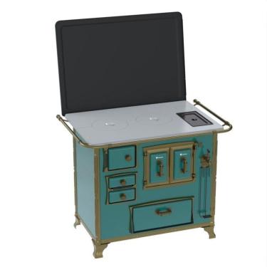 Imagem de Fogao a Lenha N 2 Renaissance Chapa de Aluminio Turquesa Cald