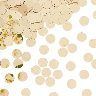 Imagem de AHANDMAKER 200 peças costuradas em ouro espelho strass acrílico espelho telhas planas redondas decorativas mosaico dois furos elos para acessórios de vestuário, decoração de casa, artesanato