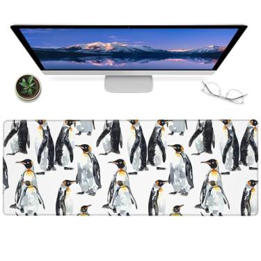 Imagem de ainori Tapete de mouse para jogos de pinguim fofo, 30,5 x 80 cm de borracha antiderrapante, adorável tapete de mesa para animais brincalhões de inverno, tapete grande estendido para laptop de