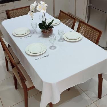 Imagem de Toalha de Mesa Retangular 6 Lugares Linhão Estampado 2,20m X 1,40m Sala/Jantar(Branco)