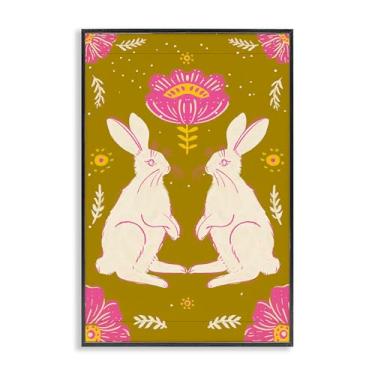 Imagem de Stupell Industries Arte giclée emoldurada em preto espelhado Spring Bunnies, design de Hannah Moren, 20 x 30