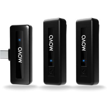 Imagem de Movo Mini microfone sem fio UC Duo USB-C sem fio para iPhone 15, Android, iPad Pro e laptops – Microfone Lavalier sem fio para smartphones e dispositivos USB-C, ótimo para vlogging e TikTok