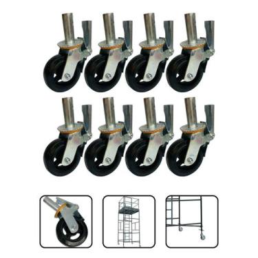 Imagem de Rodizio Andaime Com Dupla Trava De Borracha Giratório - 8pç - LCTE, AN