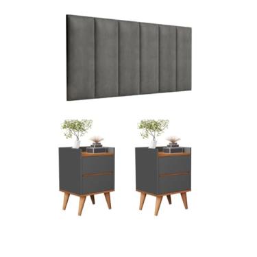 Imagem de Conjunto Cabeceira Cama Casal 1,60 Com kit 2 Criado Quarto Verona (Onix/Nature)