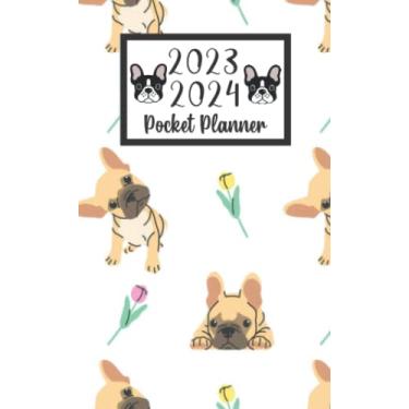 Imagem de 2023 2024 pocket planner For Purse Dog French Bulldog Lovers: 2 year Pocket Calendar January 2023 to December 2024 | 24 Months Monthly Planner & ... Holidays | Cute French Bulldog Floral Pattern