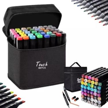 Imagem de Kit De Canetinhas Marcador 48 Cores Permanente Ponta Dupla - Zabom