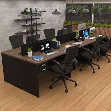 Imagem de Escrivaninha para Escritório 6 Lugares Nogal/Preto