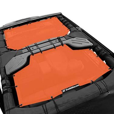 Imagem de Shadeidea Protetor solar para Jeep Wrangler JK Unlimited (2007-2018) 4 portas laranja tela protetor solar JKU capa superior (parte frontal e traseira 2 peças) bloqueador UV com bolsa de captura - 10 anos de garantia