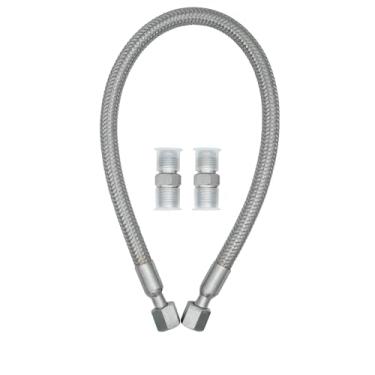 Imagem de Mangueira de jumper compressor de aço inoxidável de grau industrial de 1/10.2 cm, fêmea JIC-4 ou macho NPT de 1/10.2 cm, 50.8 cm de comprimento, 398.9 °C, 450 PSI, ambos os encaixes laterais giram