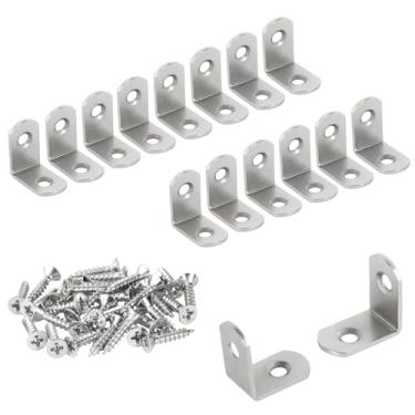 Imagem de SDTWZW Suporte em L Suporte de canto de 2,5 cm Fecho de suporte de metal de ângulo reto de 90 graus para prateleiras de madeira, móveis e gavetas, pacote com 16, prata niquelada