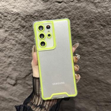 Imagem de Capa macia transparente neon luminosa de luxo para Samsung Galaxy S21 S22 S23 S24 Ultra Plus FE 5G, capa protetora de silicone noctilucente, amarela, para S23 FE