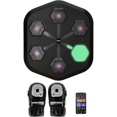 Imagem de RAPLO 2024 Nova máquina de boxe de música inteligente com luvas de boxe premium, suporte de aplicativos, Botões iluminados com LED completos de LED completos, máquina de exercícios em casa,