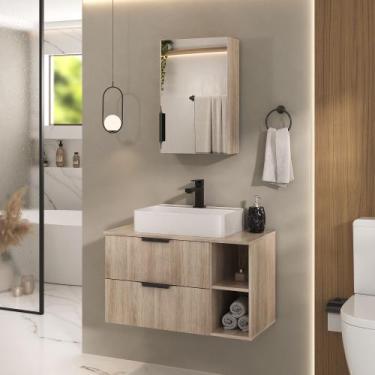 Imagem de Conjunto Gabinete Banheiro VOLCANO 80cm LUXO Cuba Grande - MOVEIS JOIA