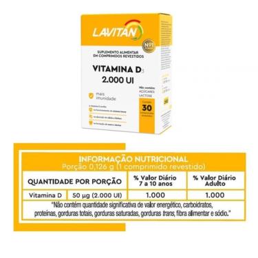 Imagem de Vitamina D3 2.000 Ui C/30 Comp Rev