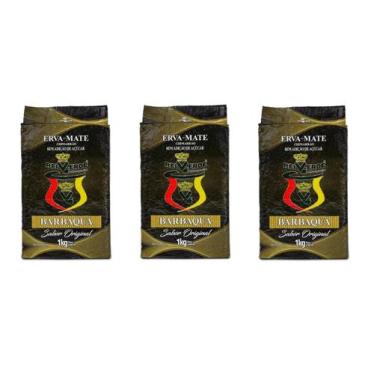 Imagem de Kit 3 Erva Mate Rei Verde Defumada Barbaquá à Vácuo 1Kg