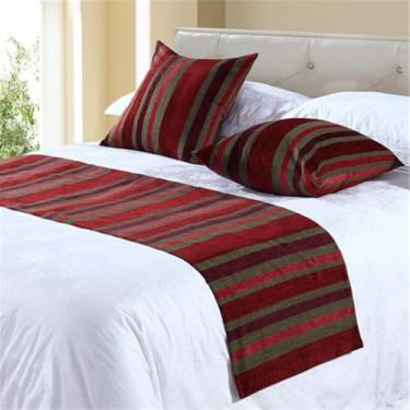 Imagem de Tapete de cama moderno que não desbota lenço de cama de hotel moderno colorido listras decoração de cama protetor de cama macio sem desbotamento toalha de cama para cama de casal queen king size -