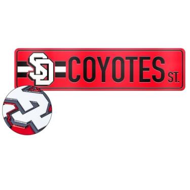 Imagem de Rico Industries NCAA South Dakota Coyotes Placa de rua acrílica corte a laser padrão 8,9 cm x 36,2 cm decoração de casa - quarto - escritório - caverna masculina