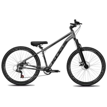 Imagem de Bicicleta Aro 26 KOG Freeride 1x7 – Estilo Grau, Suspensão 29”, Freios a Disco, Aros Vmaxx Neon – Bike Urbana de Alta Performance, Grafite, Adesivo Preto,Vmaxx Preto Fosco