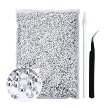 Imagem de Duflash 28.000 Peças De Strass Resina Prateada Com Fundo Plano, 4 Mm Gelatina Sem Fixação A Quente, Grande Quantidade No Atacado Para Artesanato, Design Faça Você Mesmo, Copos, Roupas, Maquiagem, Ar
