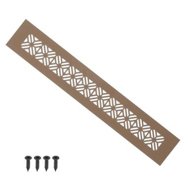 Imagem de PATIKIL Capa de ventilação de porta de 30 x 5 cm, capa de ventilação de grade de alumínio resistente com parafusos de montagem para porta de guarda-roupa de armário, marrom