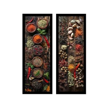 Imagem de Kit 2 Quadros cozinha, bistrô, área gourmet, churrasco, temperos (Pretas)