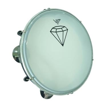 Imagem de Pandeiro Vip 10" Pele Leitosa Diamante Abs Platinelas Inox Branco