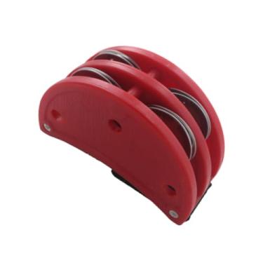 Imagem de simhoa Pandeiro de pé com sinos de metal, percussão, instrumento musical para bandolim ukulele, Vermelho
