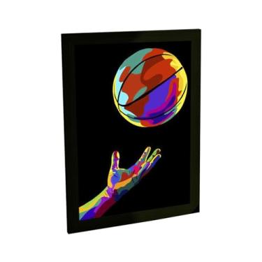 Imagem de Quadro Decorativo Basquete Ilustração Colorida Floater Decoração Poster Quarto Sala