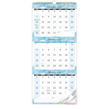 Imagem de Calendário 2025 – Calendário de parede de 3 meses 2025 (dobrado em um mês), janeiro de 2025 a dezembro de 2025, 28 x 66 cm, calendário vertical com papel grosso, perfeito para organizar e planejar