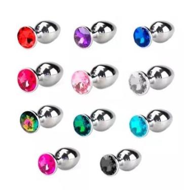 Imagem de Plug Anal joia em metal tamanho P ao G dilatador anal (Roxo,P (7,0 X 2,8 cm))