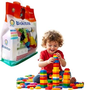 Imagem de Blocos De Montar Infantil. Facil de Montar. Brinquedo Para Montar E Encaixar. Blocos Educativo E Didático. Crie e Brinque. Blocos Grande De Montar. Bloquinhos Para Criança (Colorida, peças, 100)