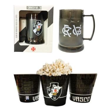 Imagem de Kit Caneca Copo Gel 300Ml Isolante Térmico + Balde Pipoca - Brasfoot