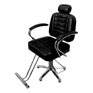 Imagem de Cadeira De Barbeiro Preta Poltrona Reclinável Base Estrela - Importway