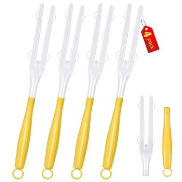 Imagem de Pacote com 4 alças de substituição compatíveis com esfregão Swiffer Duster Mop removível e extensível apenas (4, amarelo e branco)