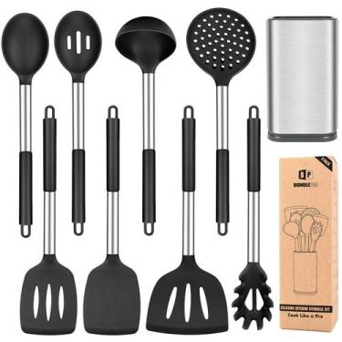 Imagem de Conjunto de utensílios de cozinha Bundlepro Silicone 8 unidades com aç