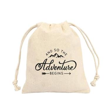 Imagem de Conjunto de 10 And so the adventure begins Bolsa de lembrancinha de festa de chá de noiva Saco de lembrancinha de casamento festa de despedida de solteira, sacos de presente de noivado lua de mel saco