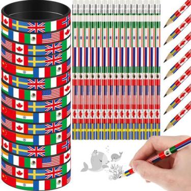 Imagem de Lápis e pulseiras Crosree World Flags x60 com borracha - Ctosree