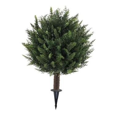 Imagem de IEUDNS Árvore de buxo artificial com espiga de chão, planta artificial realista para decoração de, jardim, frontal e cerca