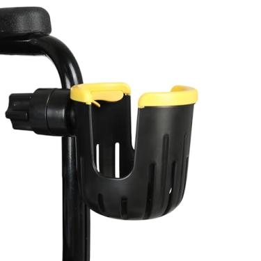 Imagem de Suporte universal para copo de andador para cadeira de rodas – Suporte de bebida com compartimentos para alça de caneca para scooter, andador, suporte ajustável para carrinho de bebê para garrafas