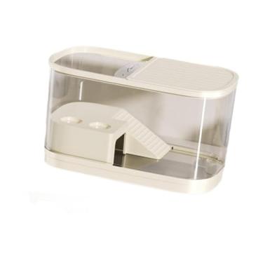 Imagem de IEUDNS Tanque de tartarugas, habitat para répteis, aquário resistente para tartarugas, com plataforma de aquecimento para sapos, escorpiões, leopardos e, Bege Médio