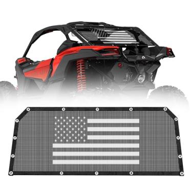 Imagem de Rede de janela traseira para UTV 2020-2025 compatível com RZR PRO XP 4, Pro R, Turbo R, escudo de para-brisa de malha macia, proteção de fluxo de ar contra poeira e detritos, material de PVC durável